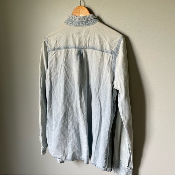 ASOS Casual Light Blue Denim Button Down Shirt Size 14 Tall - Picture 4 of 6
